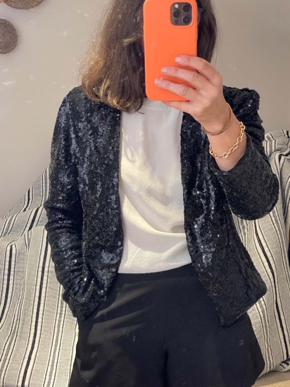 Mm Mm Mm women sequin black evening cropped jacket medium